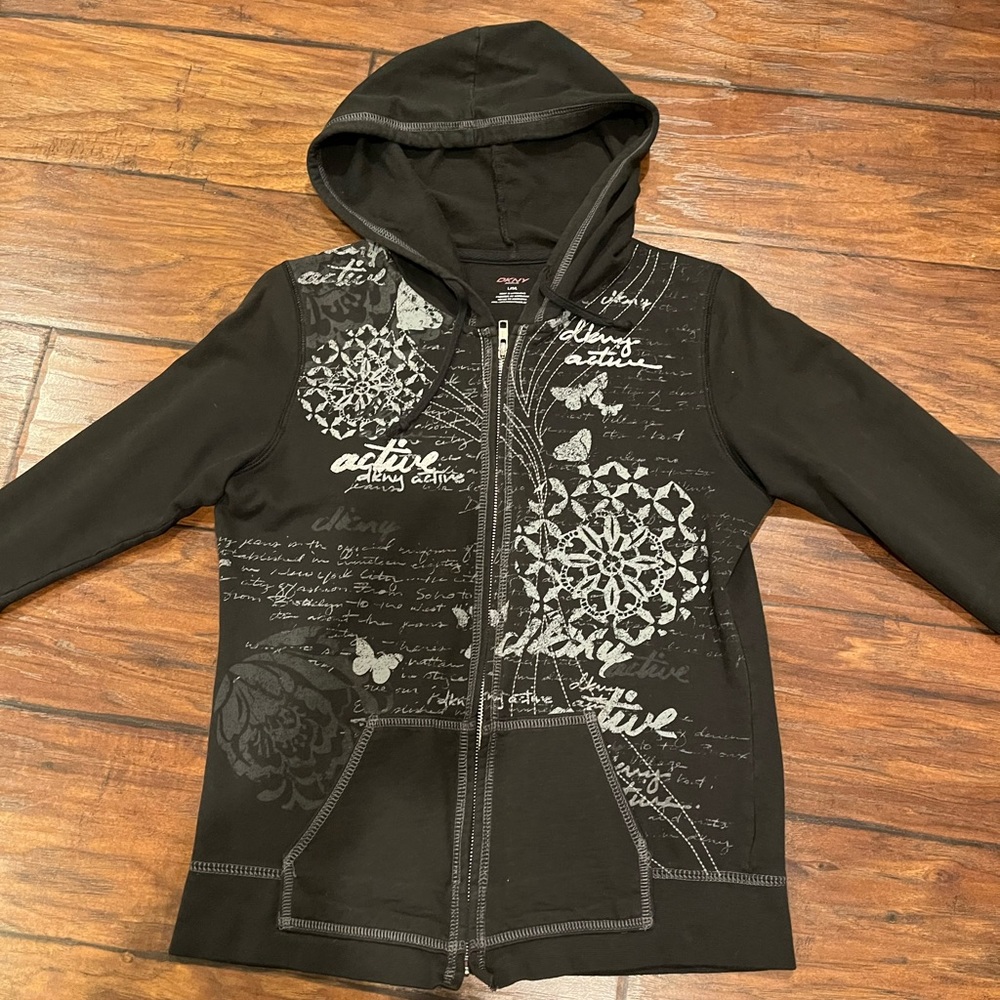 vintage dkny black zip up jacket